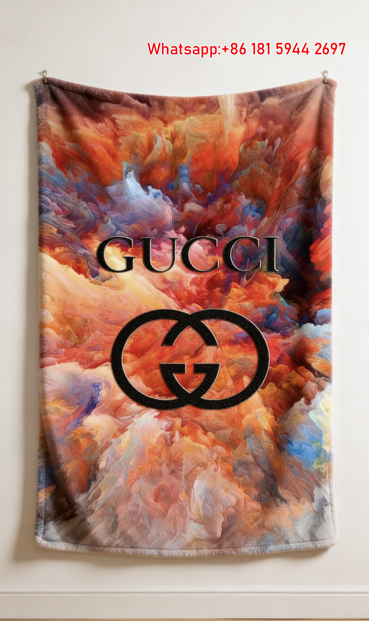 Artistic Oil Painting GG Logo Flannel Blanket Vivid Color Splash Gucci Wall Tapestry IMG_2657
